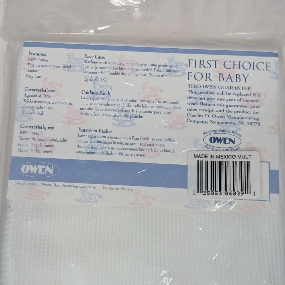 Owen Vintage Thermal Baby Receiving Blanket